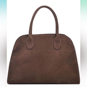 Designer Inspired Coffee “Suede” Top Handle Bag